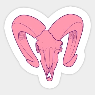 Pink Ram Skull Sticker